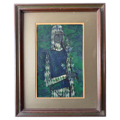 Mid Century Harlequin Painting On Board ca' 1960's
