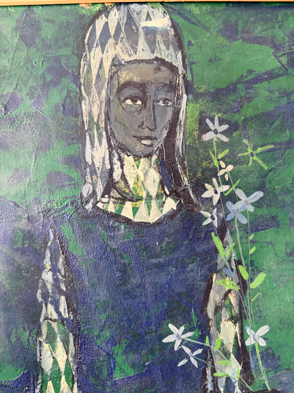 Frisman Vintage Mid Century Harlequin Painting On Board ca' 1960's