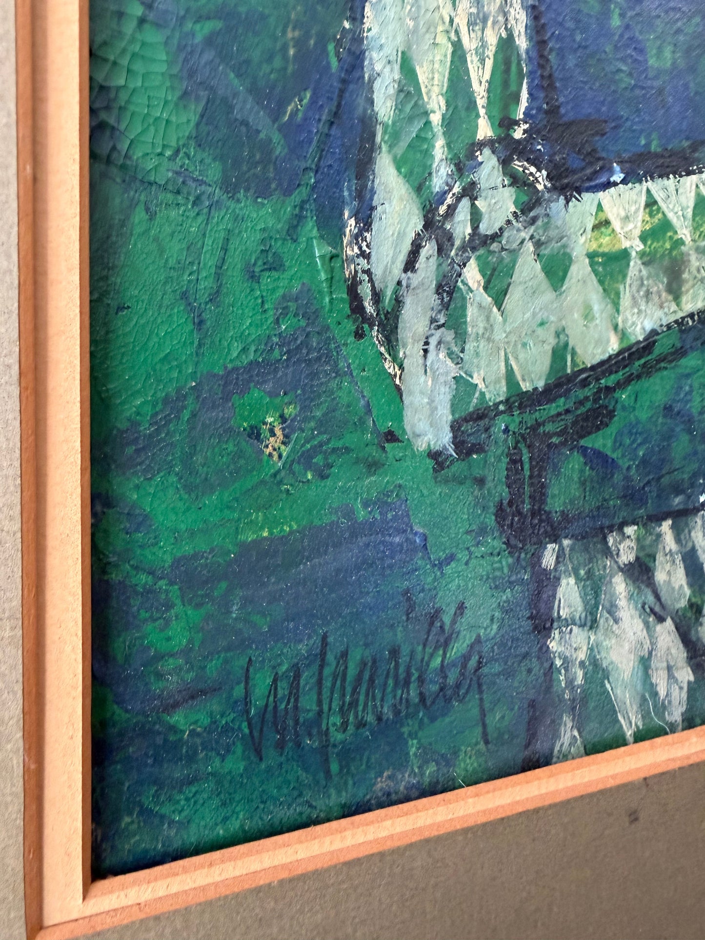 Frisman Vintage Mid Century Harlequin Painting On Board ca' 1960's