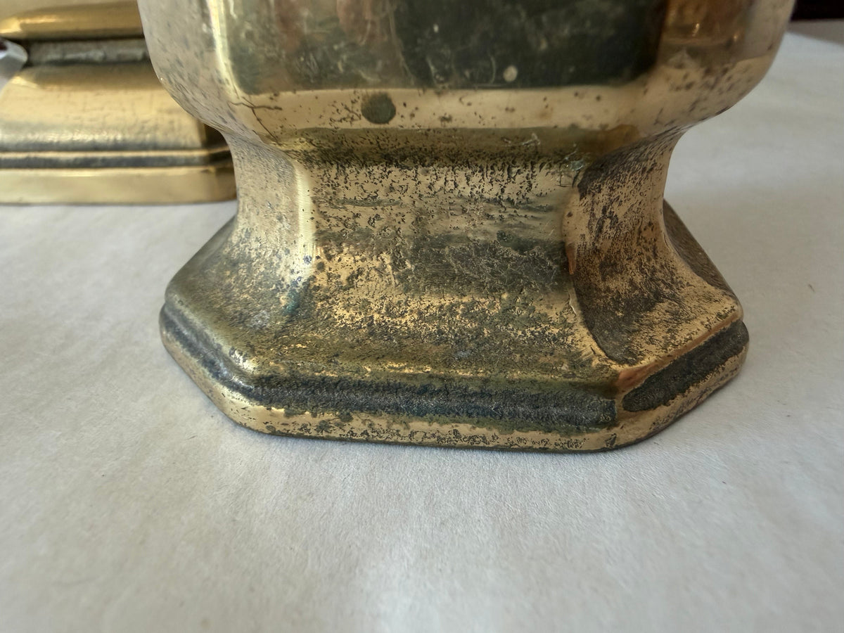 Frisman Vintage Two Italian Brass Vases Octagonal Handmade Vintage 1970's