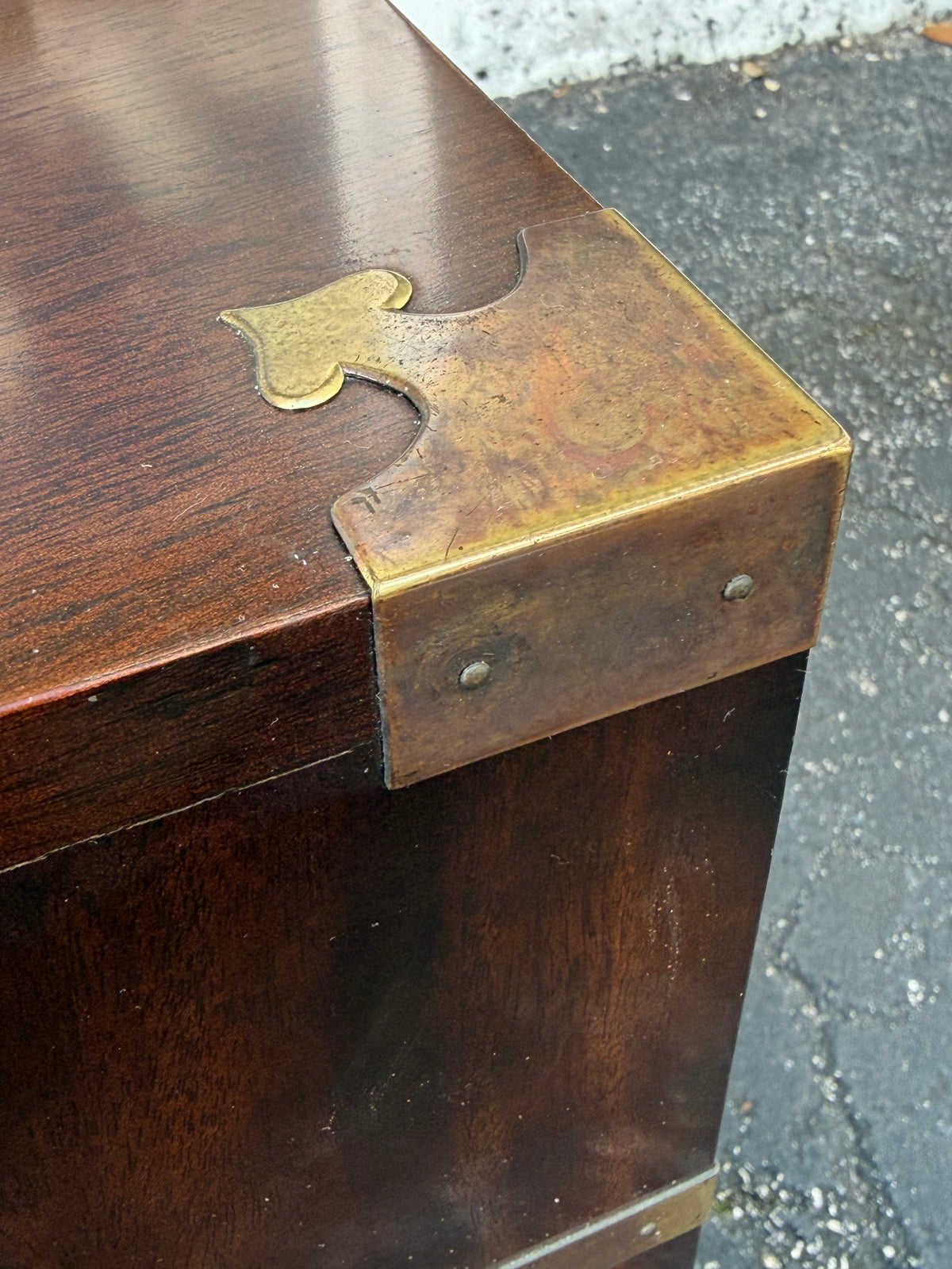 Frisman Vintage Vintage Campaign Style Three Drawer Chests Mahogany ca' 1960's