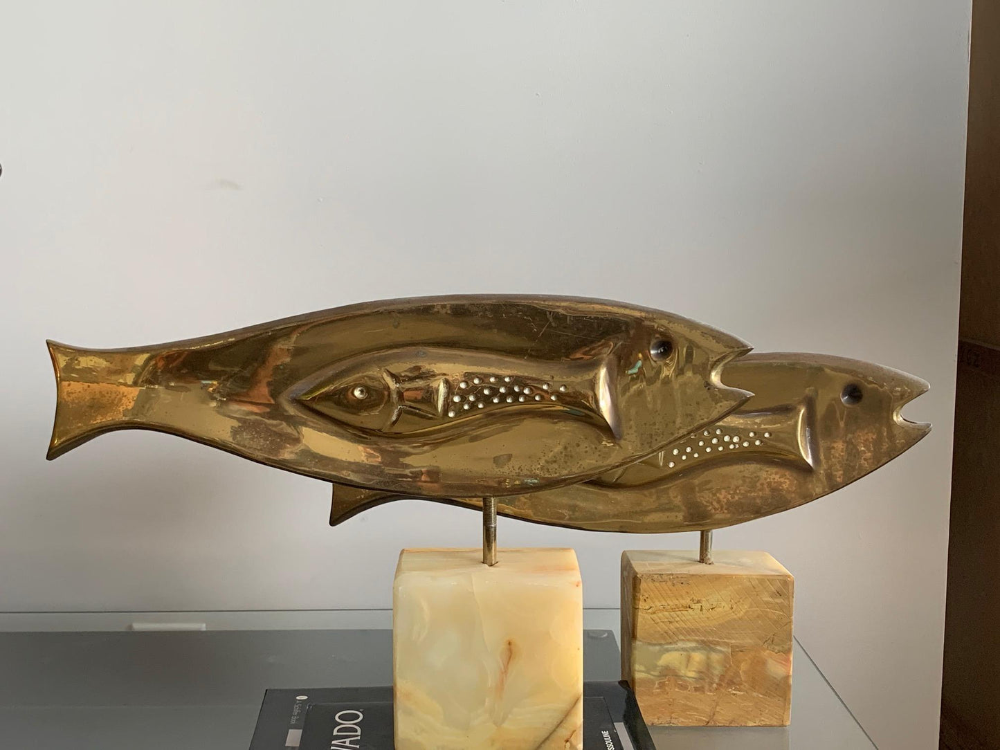 Frisman Vintage Pair of Large Brass Fish Sculptures by Curtis Jere