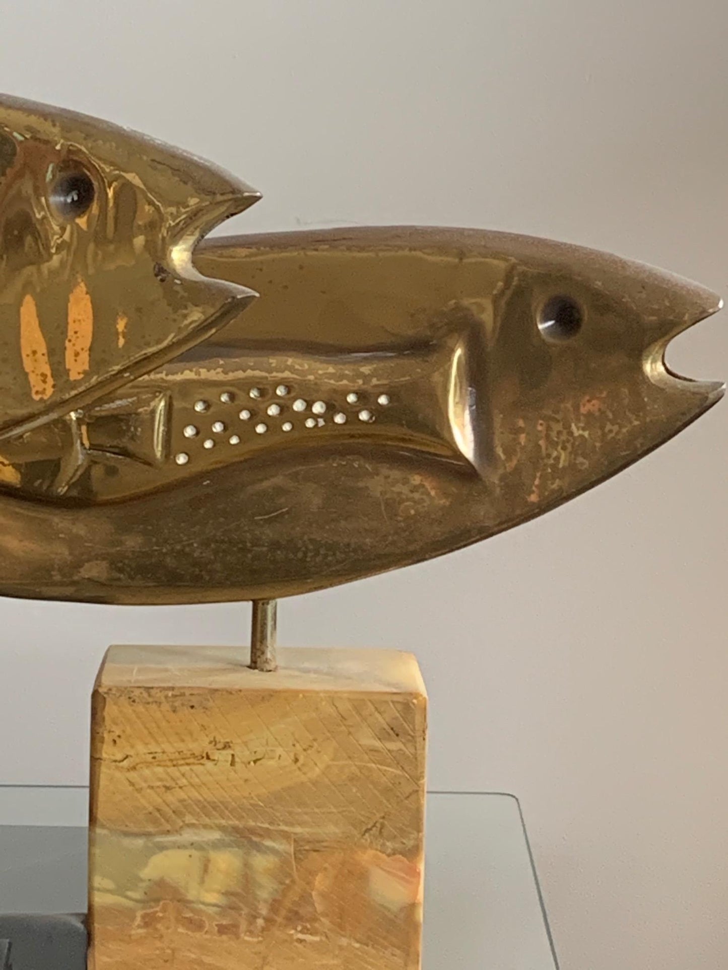 Frisman Vintage Pair of Large Brass Fish Sculptures by Curtis Jere