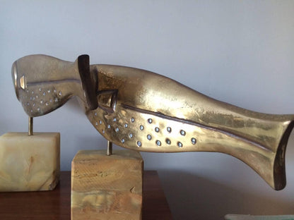 Frisman Vintage Pair of Large Brass Fish Sculptures by Curtis Jere