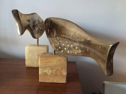 Frisman Vintage Pair of Large Brass Fish Sculptures by Curtis Jere