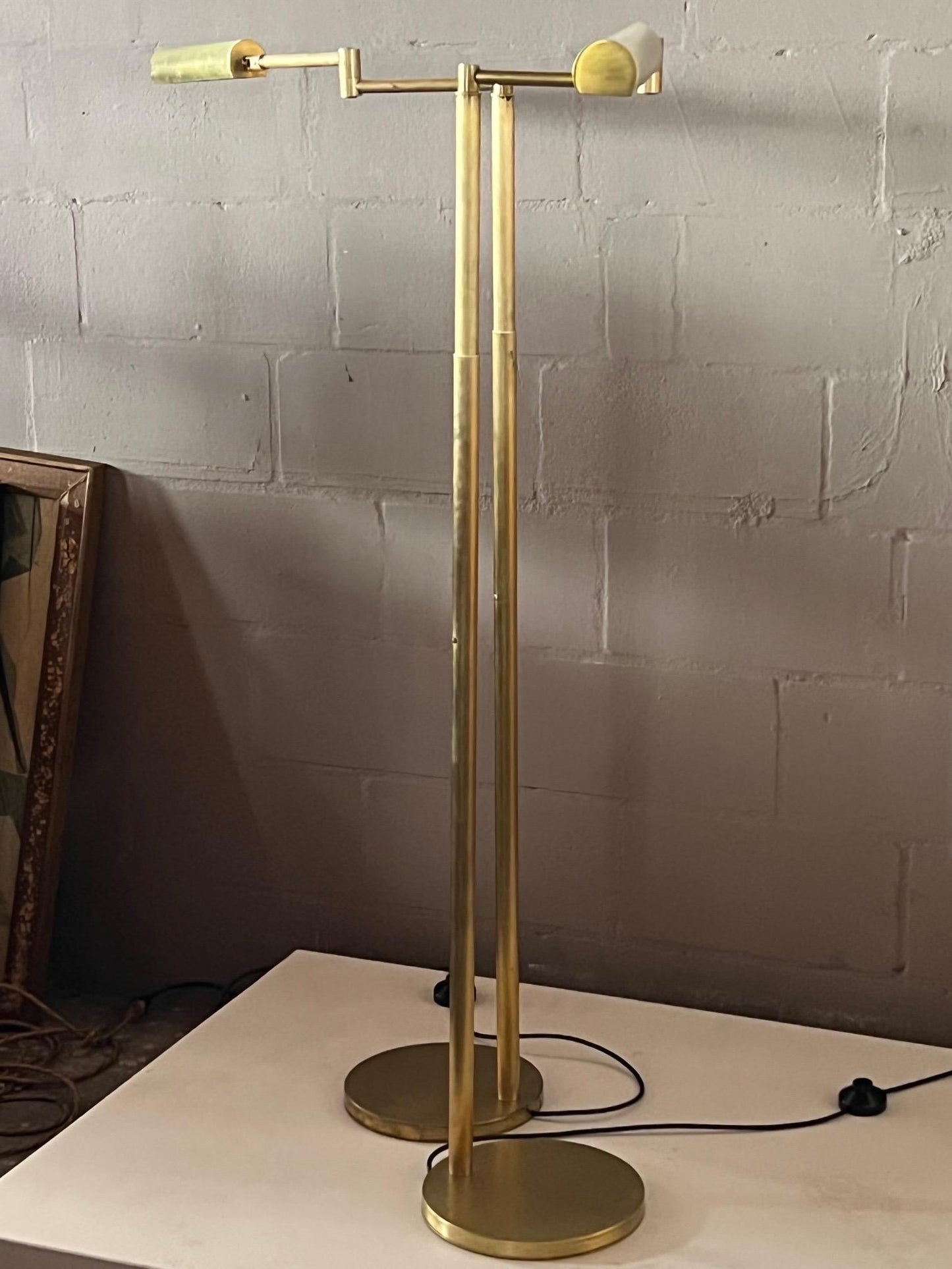 frisman vintage Articulated Brass Floor Lamps By Koch & Lowy