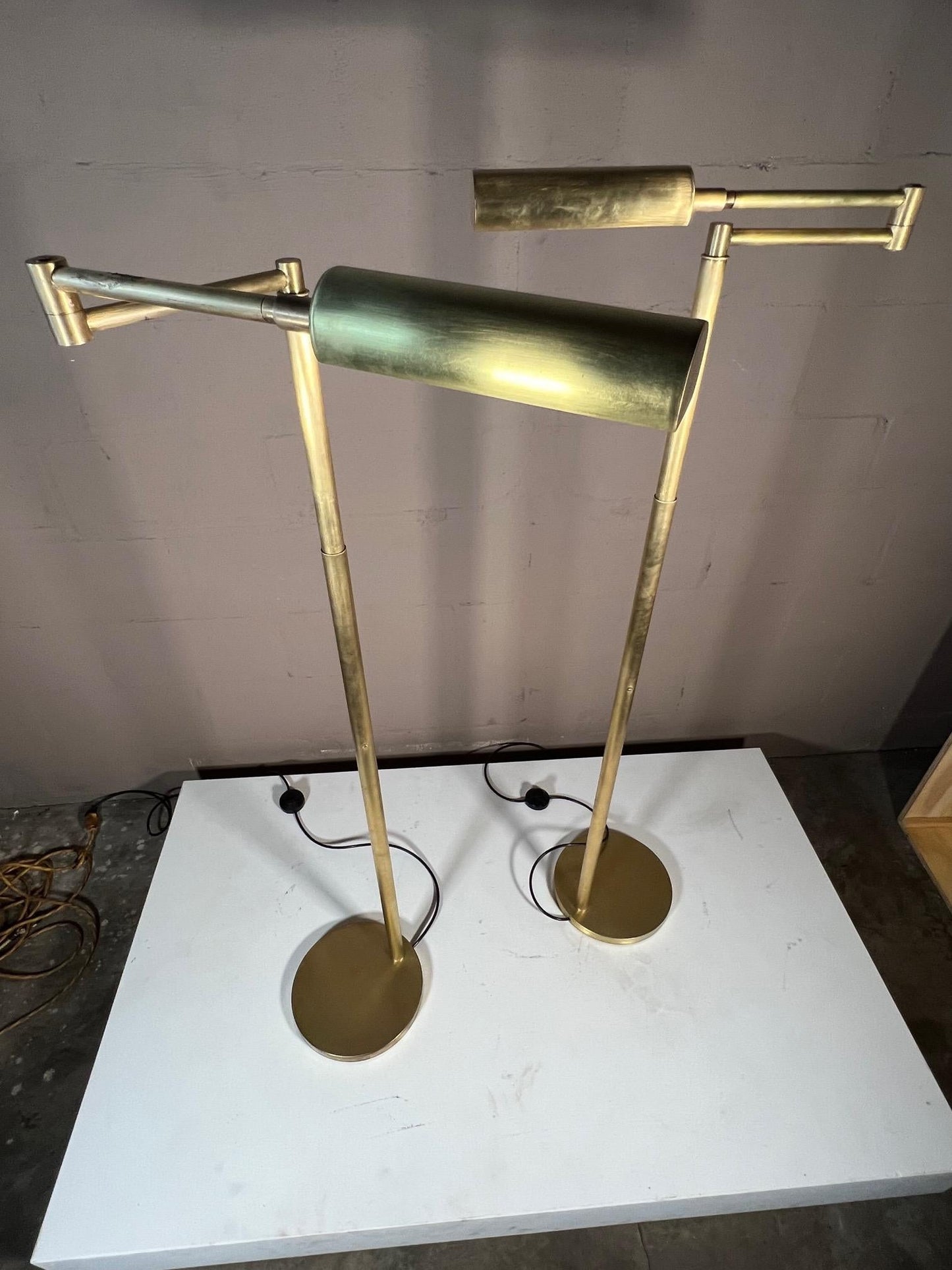 frisman vintage Articulated Brass Floor Lamps By Koch & Lowy