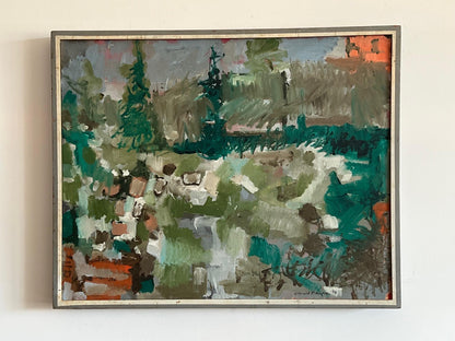 Frisman Vintage Leonard Maurer Landscape Painting, 1959