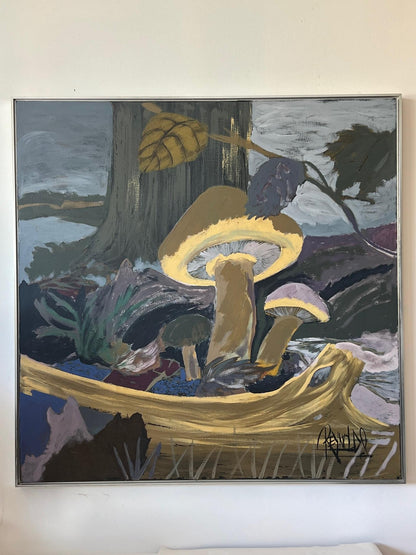 MCM Modern Painting LEE REYNOLDS Vanguard Studios MAGIC MUSHROOM FOREST 1960's