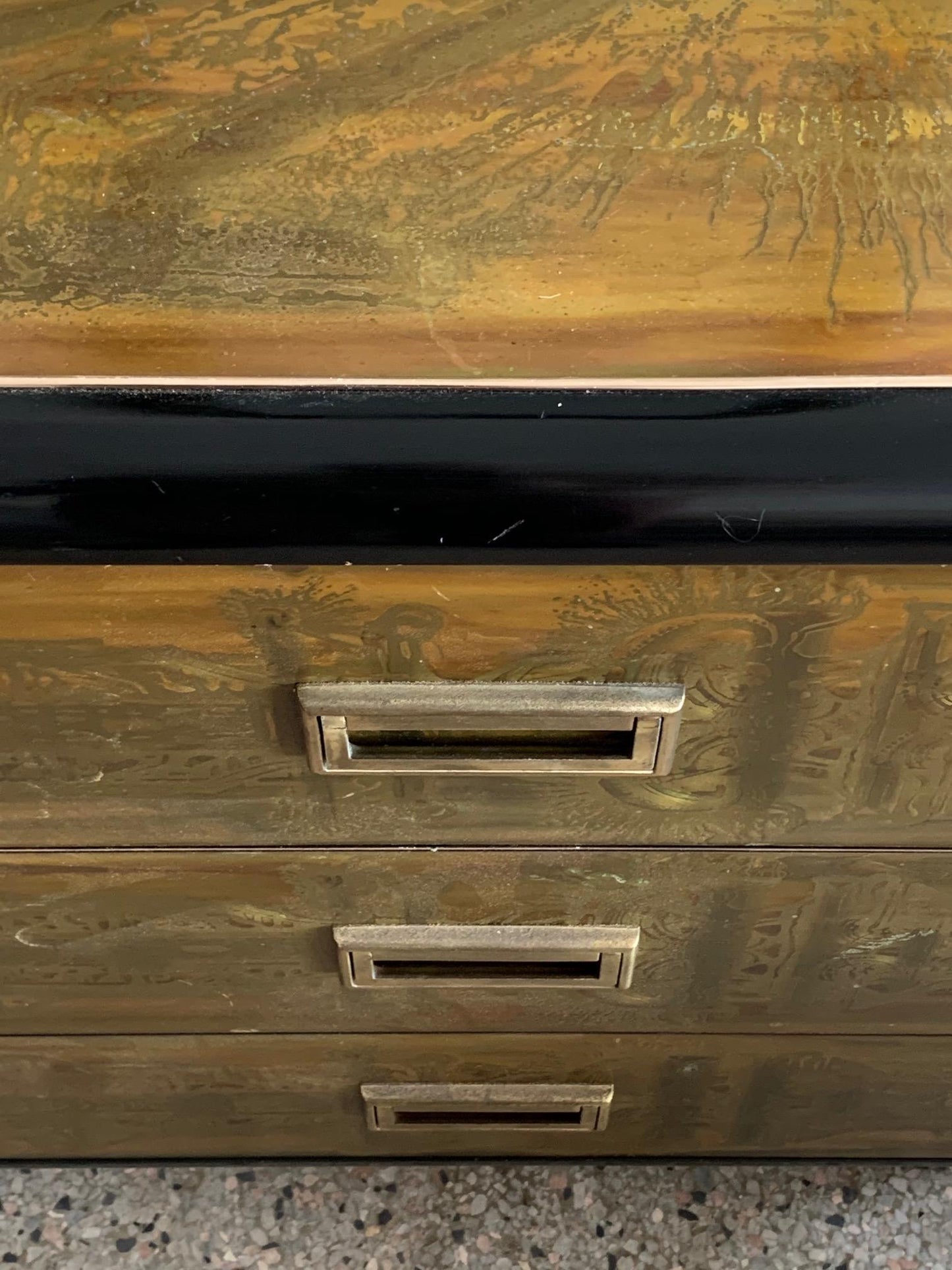 frisman vintage Mastercraft Chest and Matching Mirror by Berhardt Rohne