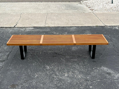 Frisman Vintage Six Foot George Nelson Classic Slat Bench 1950's Original Signed!