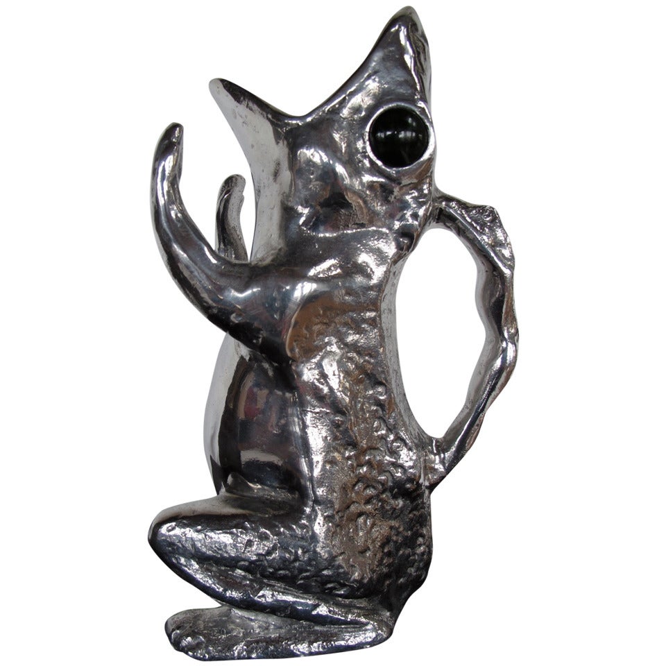 Frisman Vintage A Charming Frog Pitcher by Arthur Court in Cast Aluminum