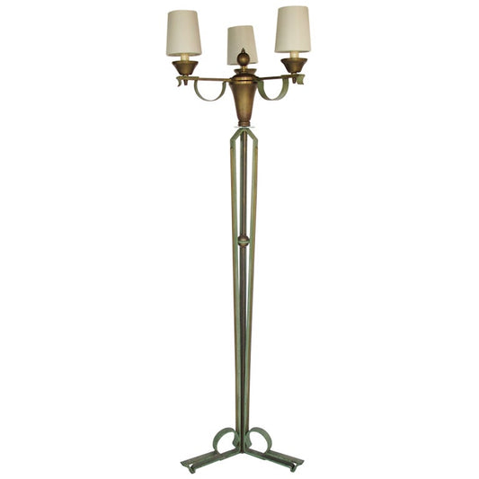 Frisman Vintage Elegant Floor Lamp by Arlus in Wrought Iron and Brass