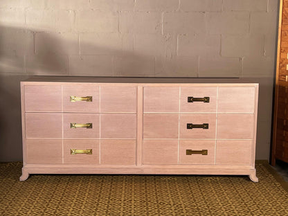 Frisman Vintage Tommi Parzinger Six Drawer Dresser in Pickled Oak