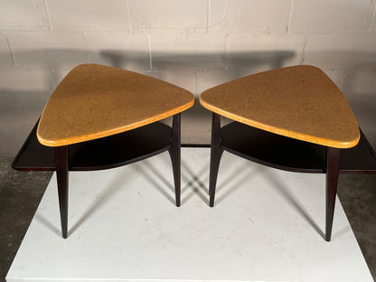 frisman vintage Cork Top End Tables by Paul Frankl