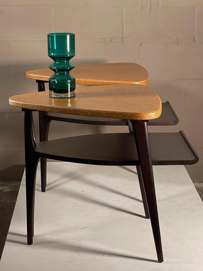 frisman vintage Cork Top End Tables by Paul Frankl