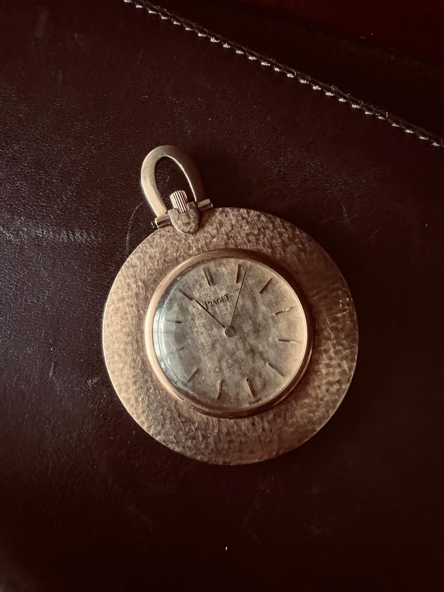 Piaget Pocket Watch With Linen Decoration Ca' 1970's 18k Gold