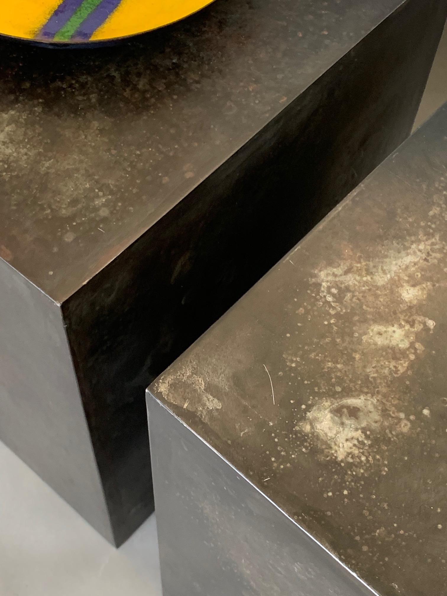 Frisman Vintage A Patinated Steel Cube Pedestal Custom Made