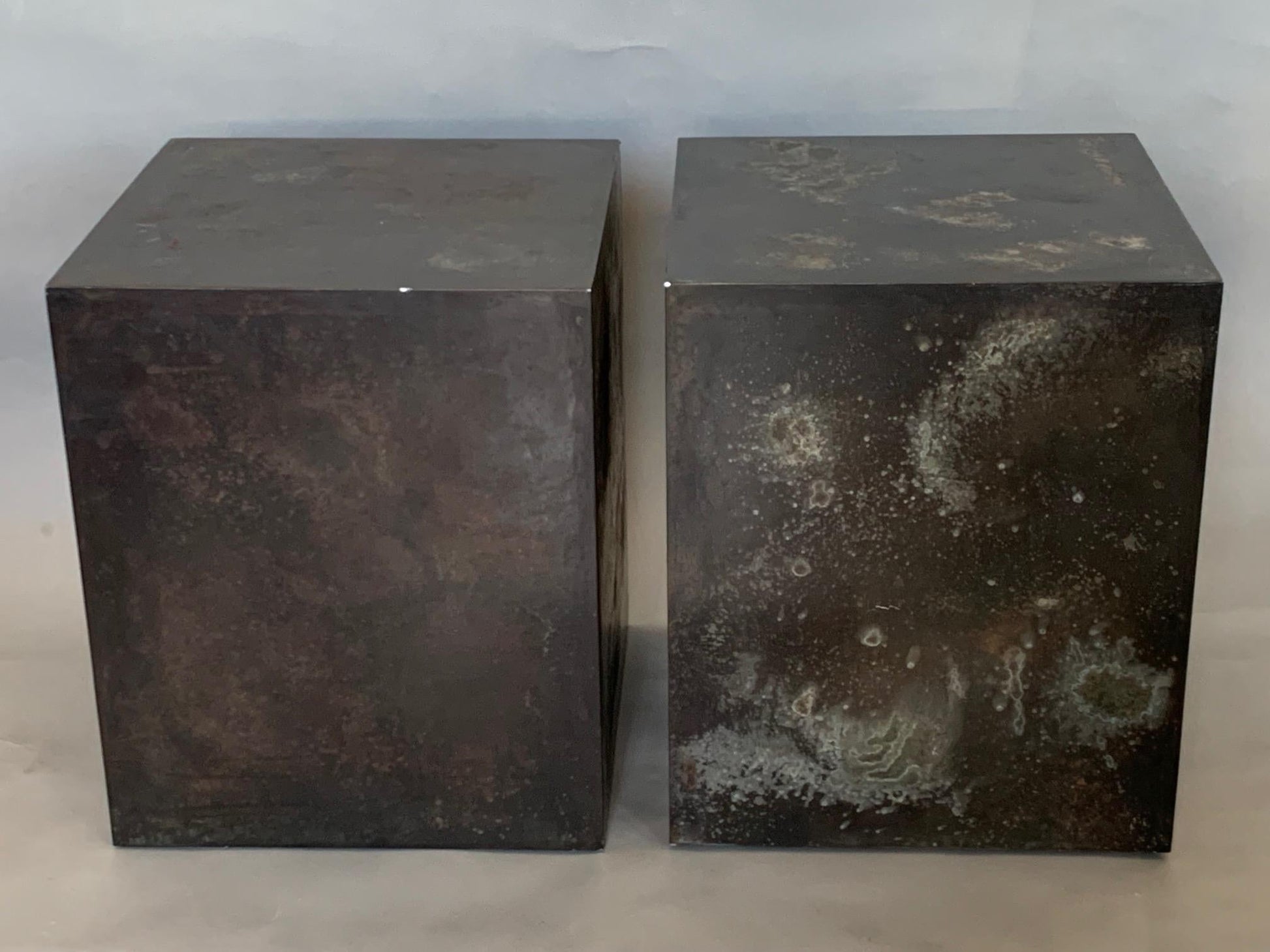 Frisman Vintage A Patinated Steel Cube Pedestal Custom Made