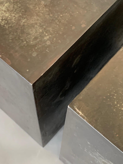 Frisman Vintage A Patinated Steel Cube Pedestal Custom Made