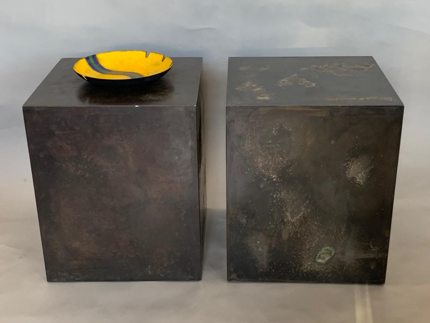Frisman Vintage A Patinated Steel Cube Pedestal Custom Made