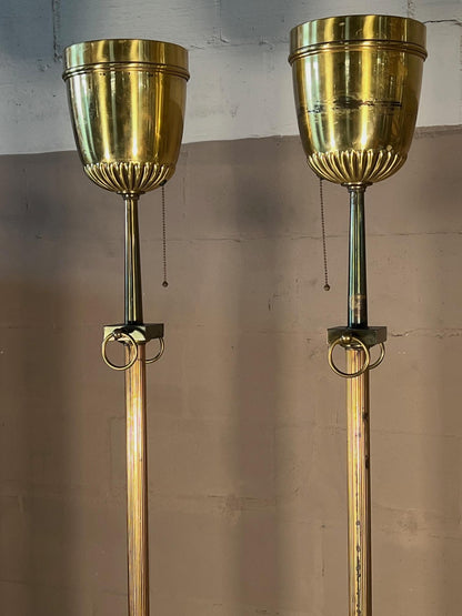 A Pair of Brass Torcheres Ca' 1950's