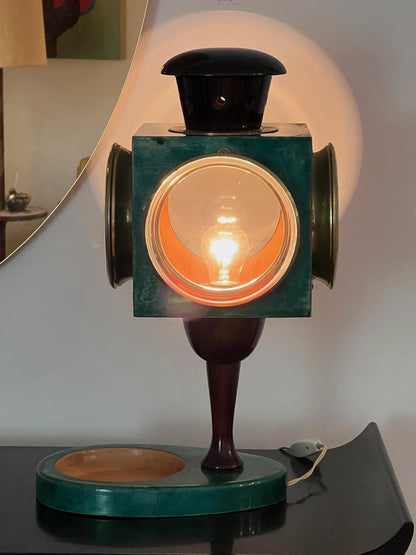 frisman vintage Aldo Tura Goatskin Lantern Lamp