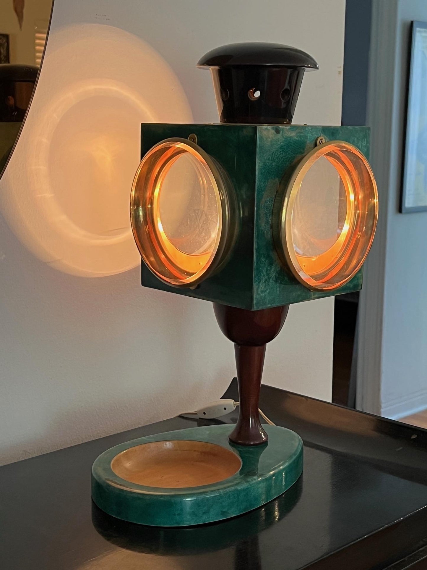 frisman vintage Aldo Tura Goatskin Lantern Lamp