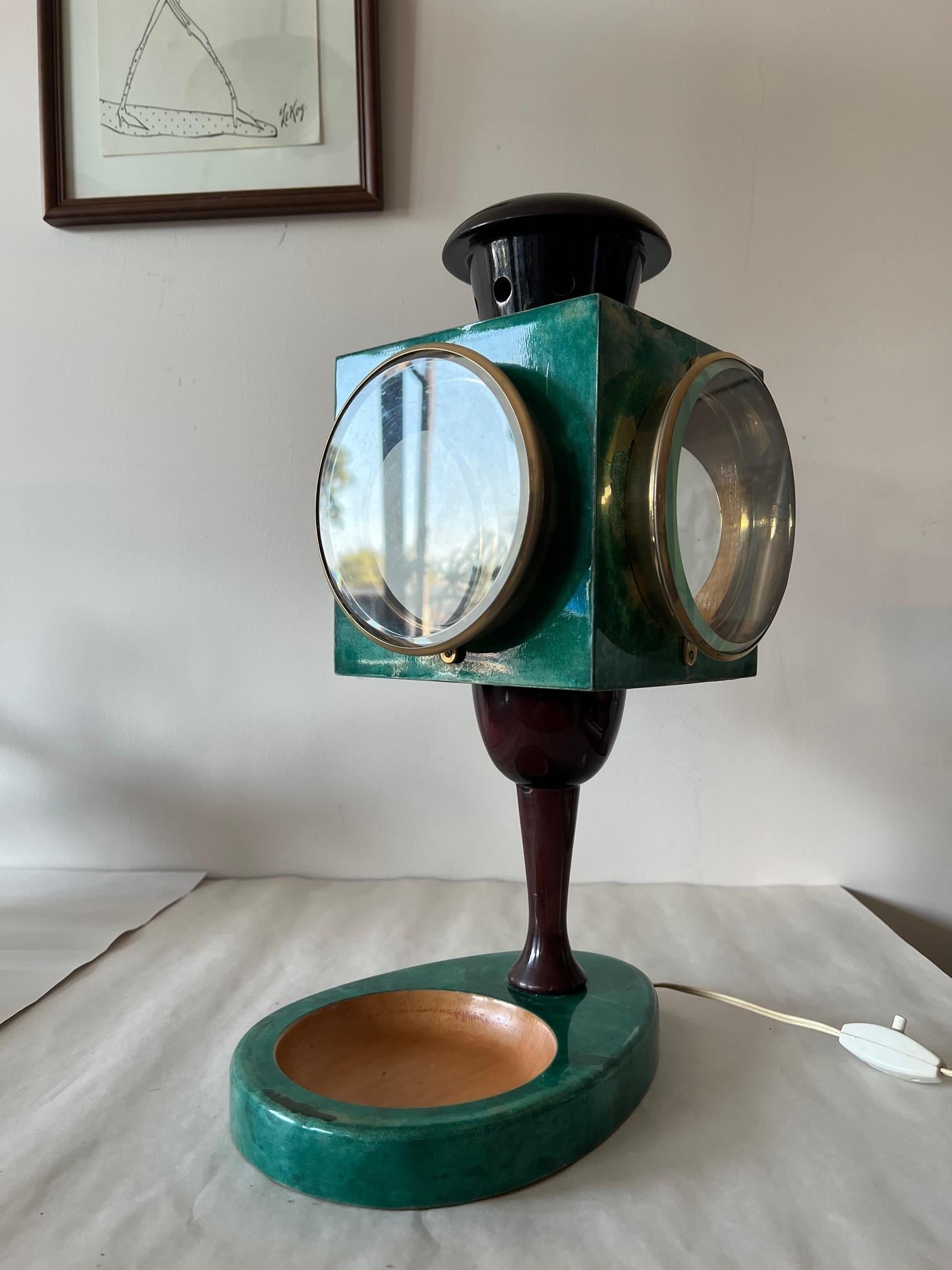 frisman vintage Aldo Tura Goatskin Lantern Lamp