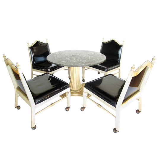 Frisman Vintage Foster-McDavid Marble Top Game Table with Four Lounge Chairs