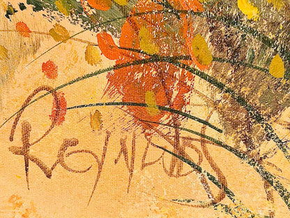 Frisman Vintage 60s Lee Reynolds Vintage Mid Century Modern Abstract Floral Oil Painting Framed