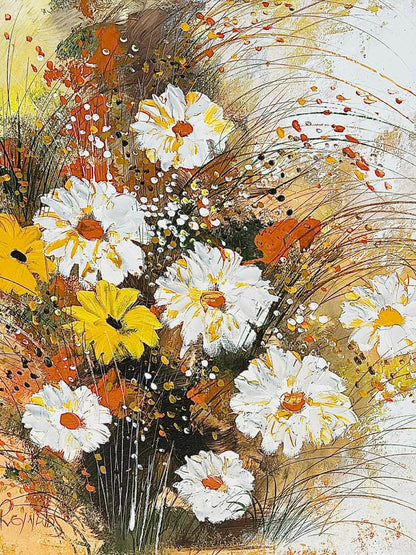 Frisman Vintage 60s Lee Reynolds Vintage Mid Century Modern Abstract Floral Oil Painting Framed