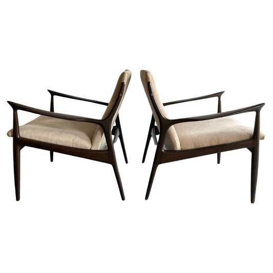 Frisman Vintage Ib Kofod Larsen Sculptural Lounge Chairs