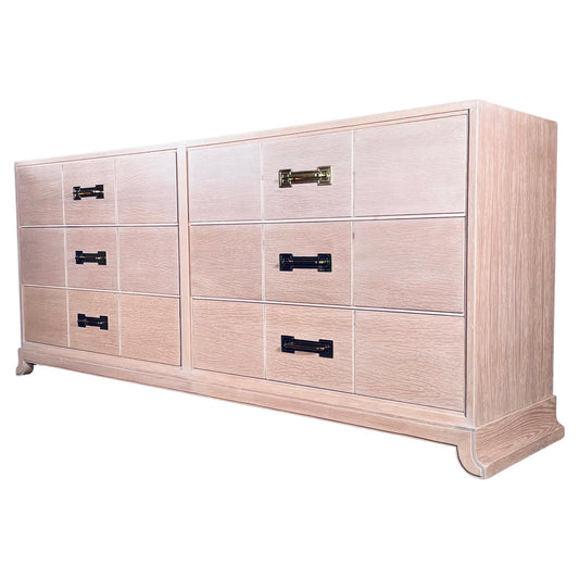 Frisman Vintage Tommi Parzinger Six Drawer Dresser in Pickled Oak