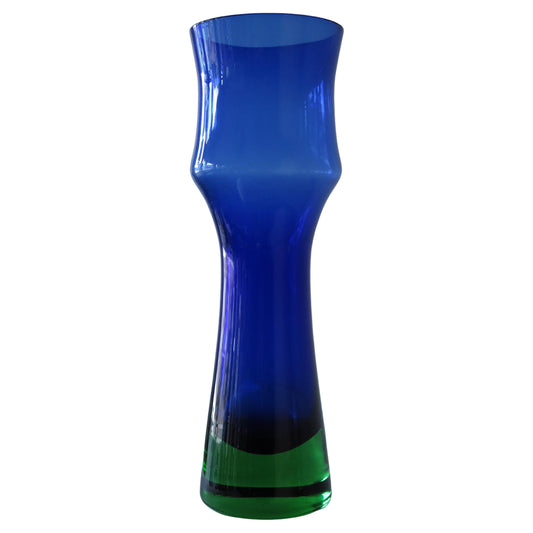 Frisman Vintage Blue and Green Glass Vase by Bo Borgström for Åseda, Sweden, 1960s