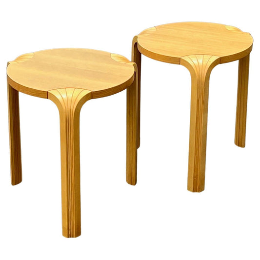 Frisman Vintage A Pair Of Classic Alvar Aalto Fan Leg Stools ca' 1970's