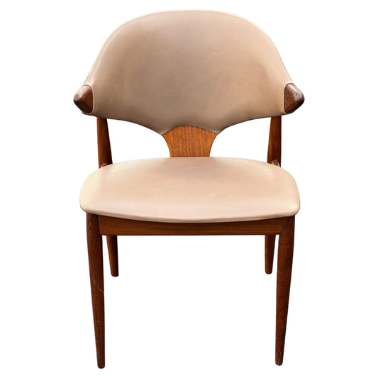 Frisman Vintage Classic Arne Vodder Leather And Teak Chair For Mahjongg Holland 1964