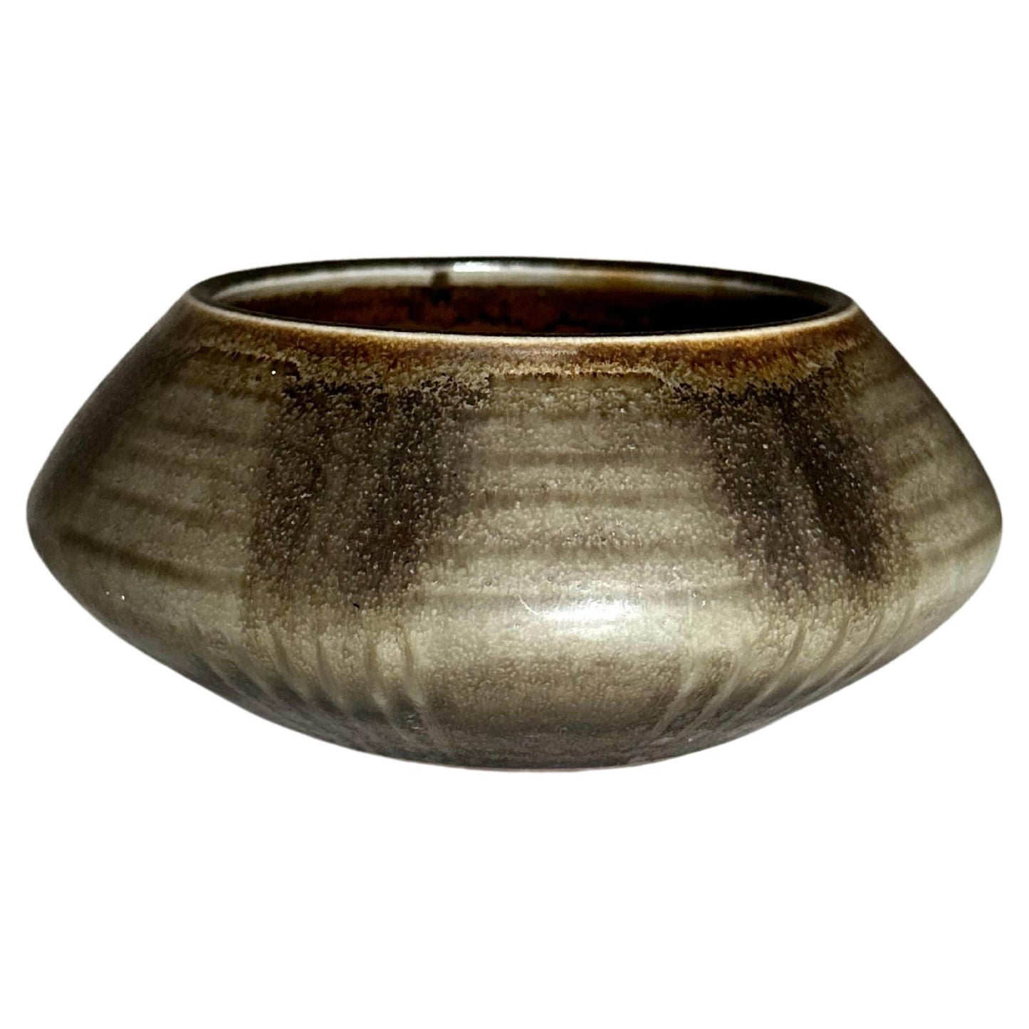 frisman vintage Carl Harry Stålhane for Rörstrand Atelje Earthtone Ceramic Bowl/ Low Vase, 1950s