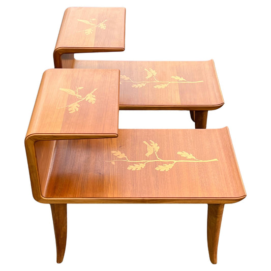 Frisman Vintage A Pair Of Unusual Italian Side Tables With Inlay Ca' 1940's