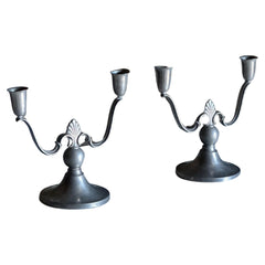 Swedish Grace Candelabras by Firma Svenskt Tenn in Pewter- a Pair