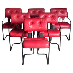 Tucroma Chairs by Guido Faleschini for I4 Mariani, Red Leather- Set of 6