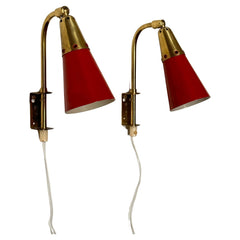 1950s Swedish Modernist Wall Lights by Upsala Armaturfabrik- a Pair