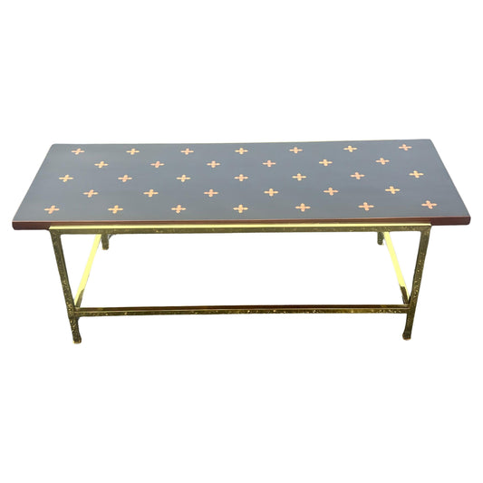 Frisman Vintage Unusual Dunbar Coffee Table With Brass And Inlay