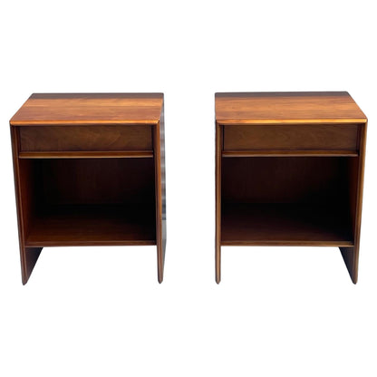 A Pair of Classic T.H. Robsjohn-Gibbings Nightstands In Walnut Ca' 1950's