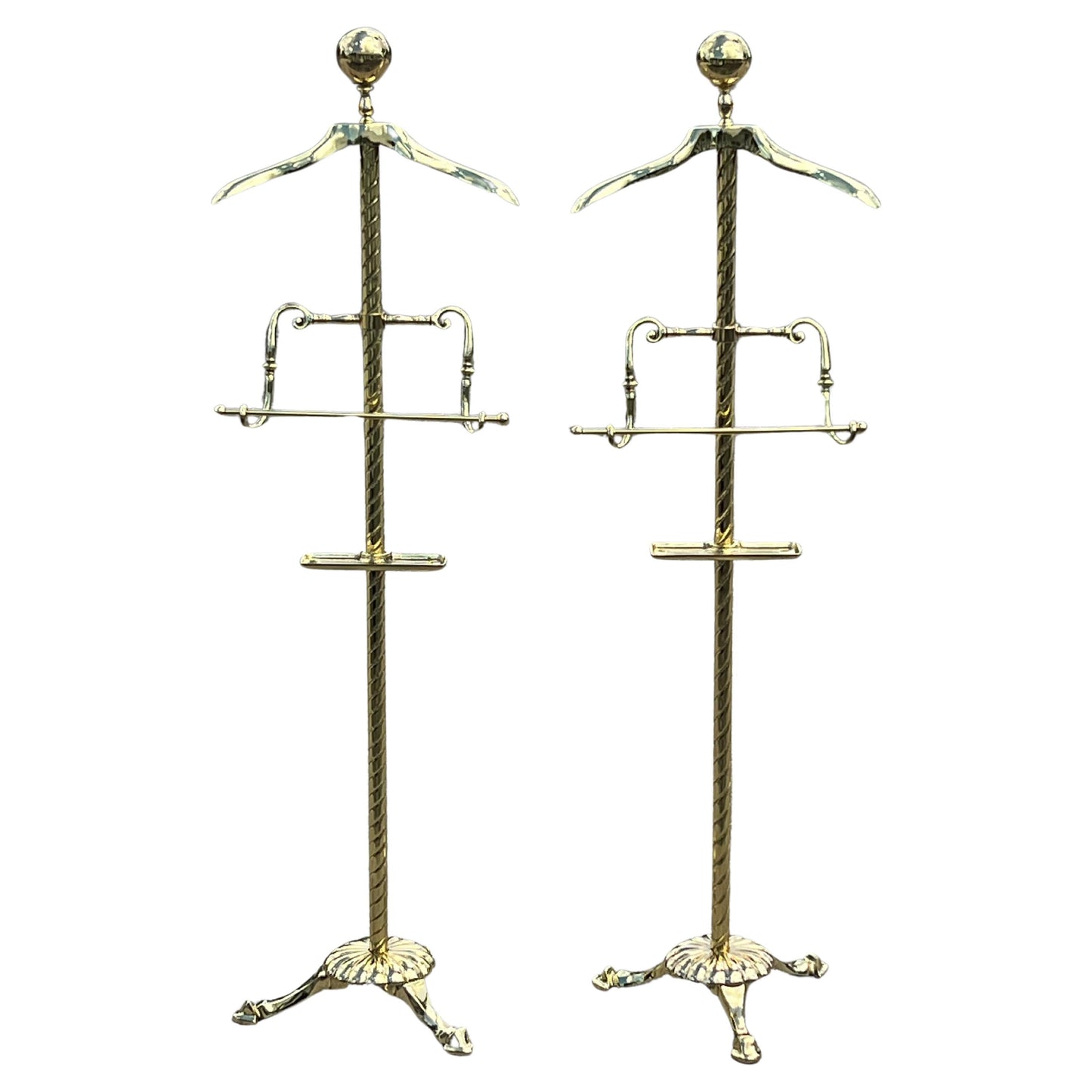 A Matched Pair Of Heavy Brass Valets Polished