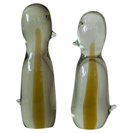 Two Antonio da Ros Cenedese Murano Glass Sculpture Penguins