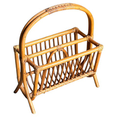 Vintage Modernist Bamboo Magazine Rack