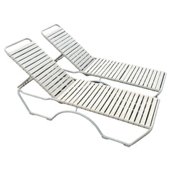 A Pair Of Aluminum Outdoor Chaises By Tropitone With Cushions