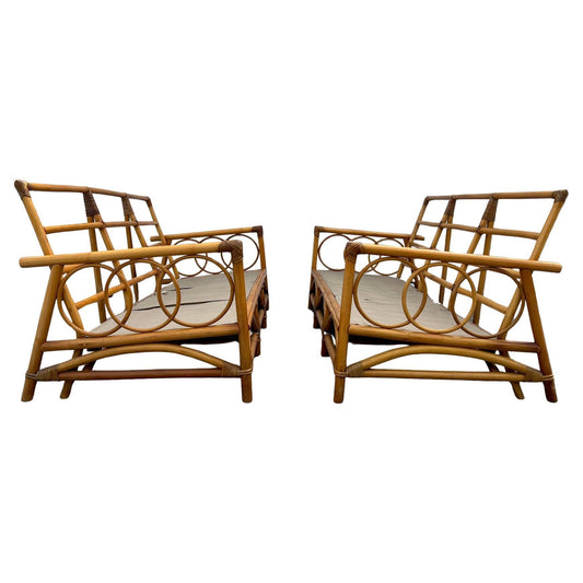 A Pair Of Three Seat Rattan Sofas