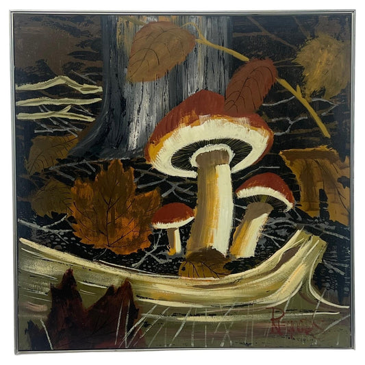 Frisman Vintage MCM Modern Painting LEE REYNOLDS Vanguard Studios MAGIC MUSHROOM FOREST 1960's